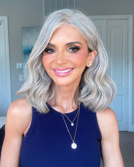 Sophia-12“| Silk-Inserted Lace Top Wig-Light Silver Grey Blend