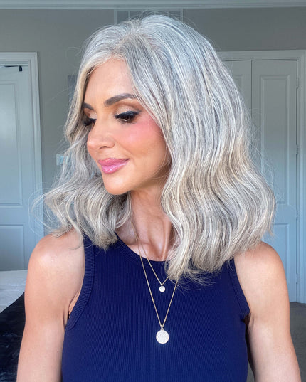 Sophia-12“| Silk-Inserted Lace Top Wig-Light Silver Grey Blend