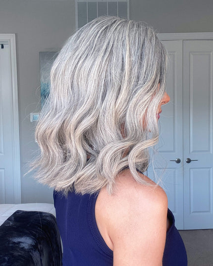 Sophia-12“| Silk-Inserted Lace Top Wig-Light Silver Grey Blend