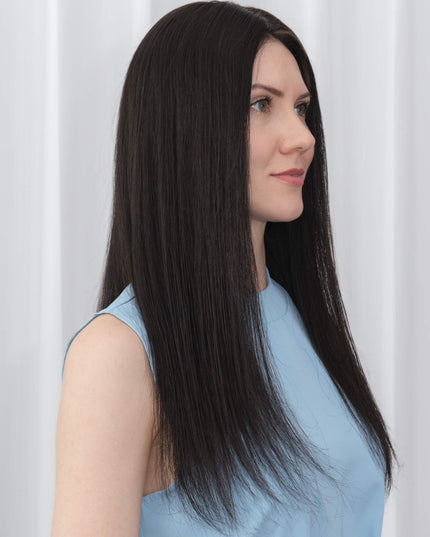 Aria | Human Hair Topper Silk Base in 8”x8'' Size-Natural Black