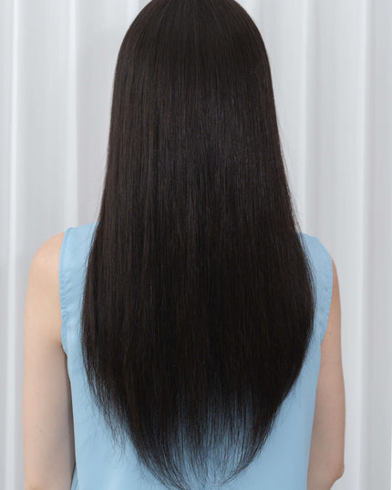 Aria | Human Hair Topper Silk Base in 8”x8'' Size-Natural Black