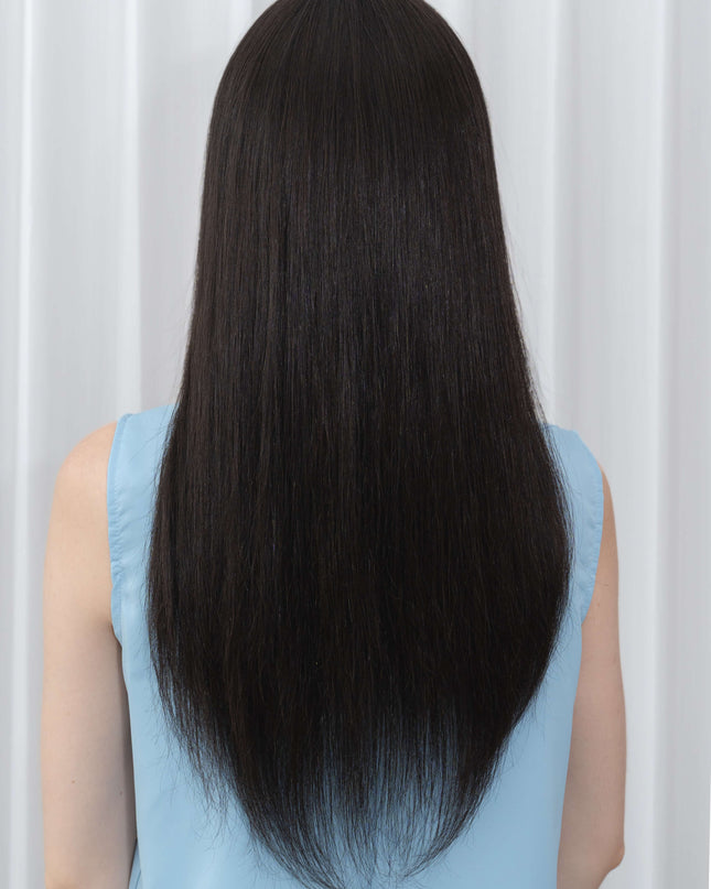 Aria | Human Hair Topper Silk Base in 8”x8'' Size-Natural Black
