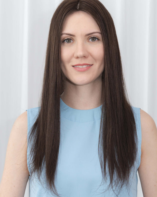 Anya| Human Hair Topper Silk Base in 6x6.5 Inch-Chocolate Brown