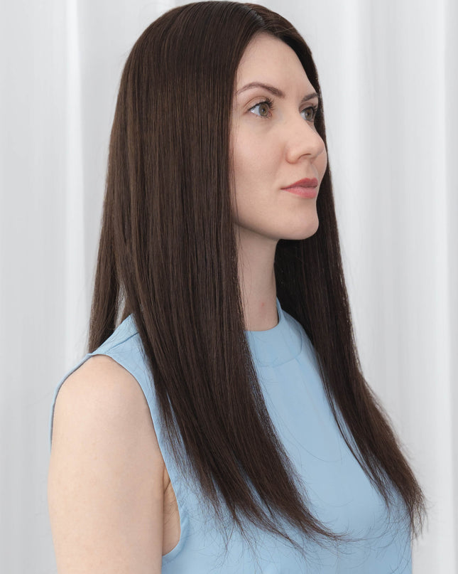 Anya| Human Hair Topper Silk Base in 6x6.5 Inch-Chocolate Brown