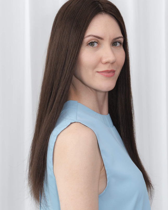 Anya| Human Hair Topper Silk Base in 6x6.5 Inch-Chocolate Brown