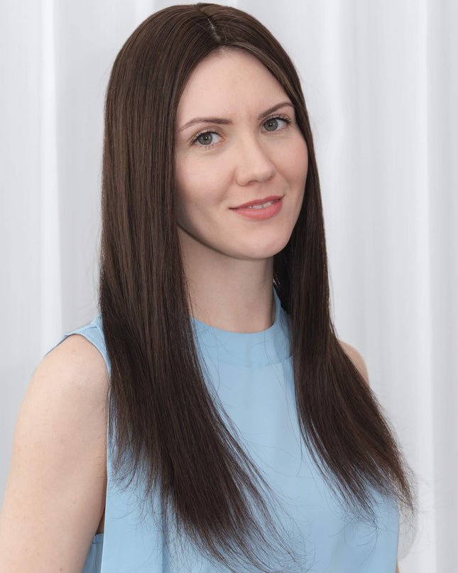 Anya| Human Hair Topper Silk Base in 6x6.5 Inch-Chocolate Brown