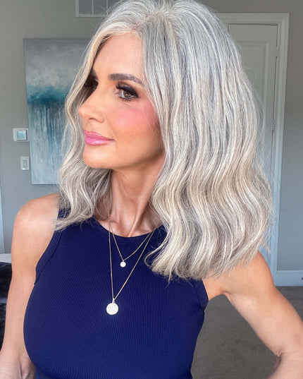 Sophia-12“| Silk-Inserted Lace Top Wig-Light Silver Grey Blend