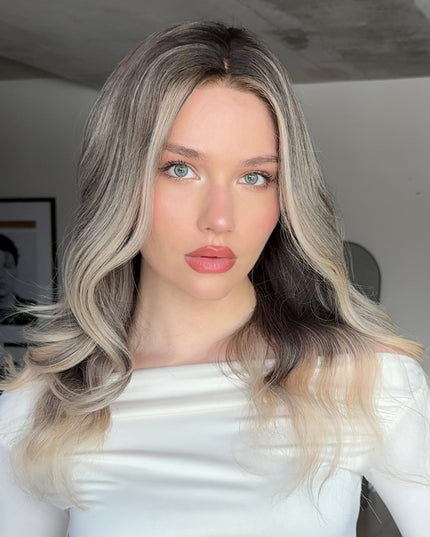 Ada | Lace Top REMY HUMAN HAIR WIG - Rooted Ash Blonde Balayage - Raregen Hair