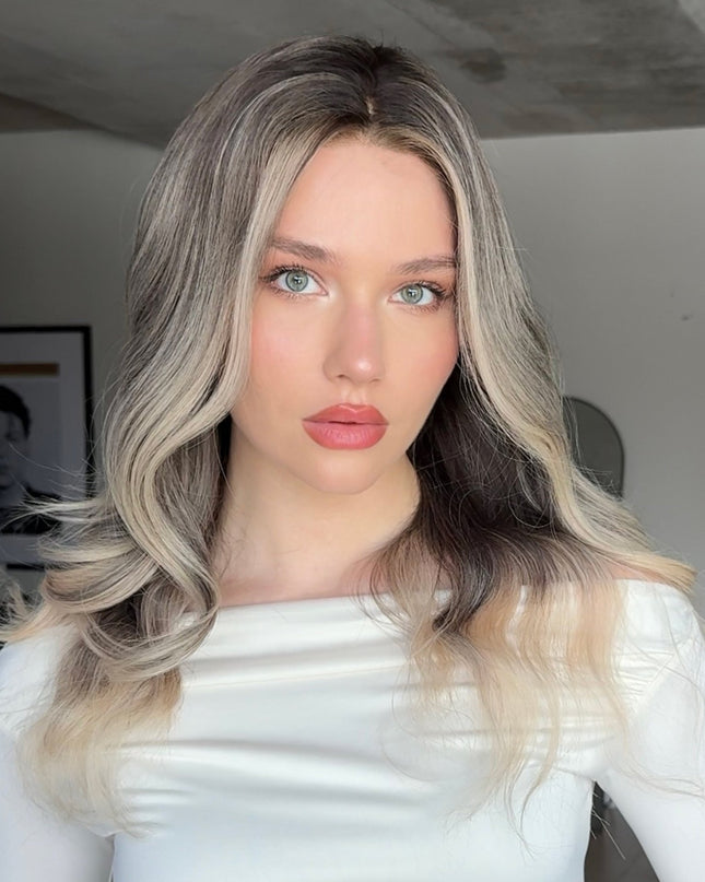 Ada | Lace Top REMY HUMAN HAIR WIG - Rooted Ash Blonde Balayage - Raregen Hair