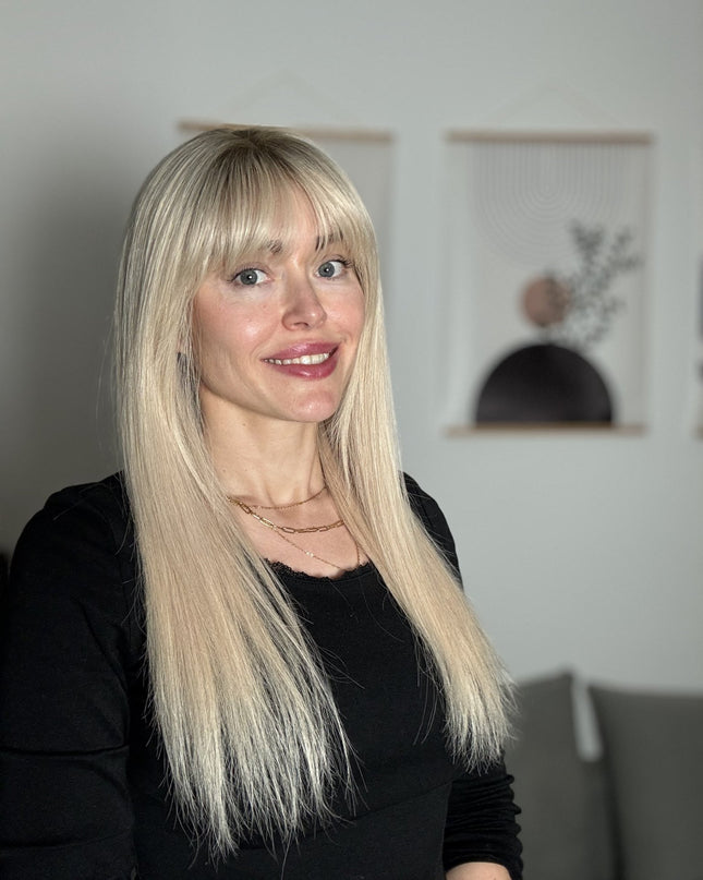Arlene| Lace Top Remy Human Hair Wig - Platinum Ash Blonde with Dark Root - Raregen Hair