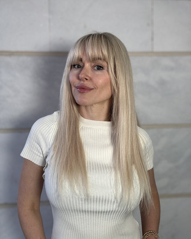 Arlene| Lace Top Remy Human Hair Wig - Platinum Ash Blonde with Dark Root - Raregen Hair