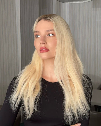 Ava | Lace Top Remy Human Hair Wig - Platium Blonde with Dark Root - Raregen Hair