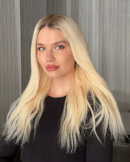 Ava | Lace Top Remy Human Hair Wig - Platium Blonde with Dark Root - Raregen Hair