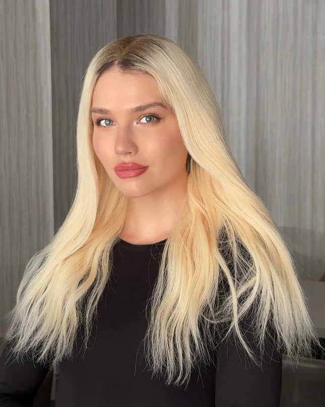 Ava | Lace Top Remy Human Hair Wig - Platium Blonde with Dark Root - Raregen Hair