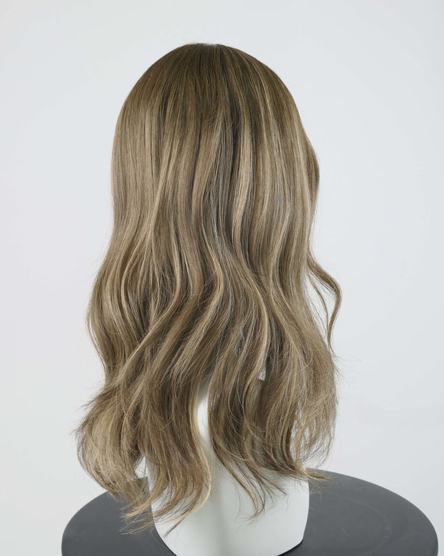 Calista 18” | Silk-Inserted Lace Top Wig-Light Brown with Subtle Olive Beige undertones
