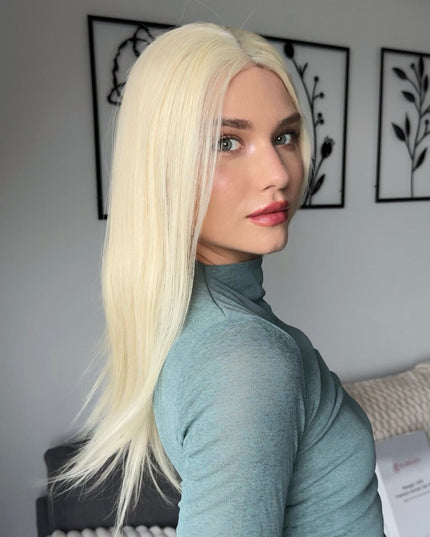 BELLE | Lace Top REMY HUMAN HAIR WIG - Platinum Blonde - Raregen Hair