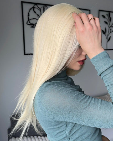 BELLE | Lace Top REMY HUMAN HAIR WIG - Platinum Blonde - Raregen Hair