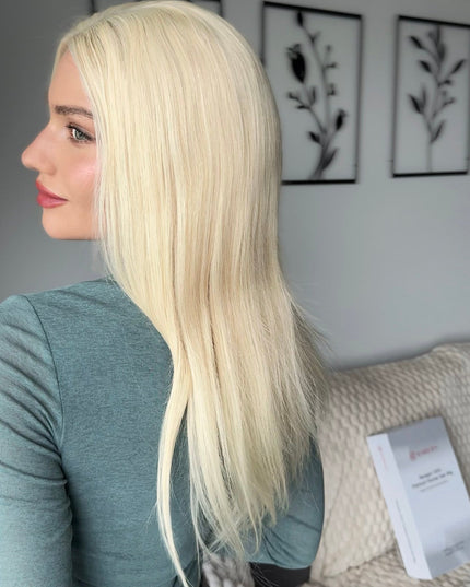 BELLE | Lace Top REMY HUMAN HAIR WIG - Platinum Blonde - Raregen Hair