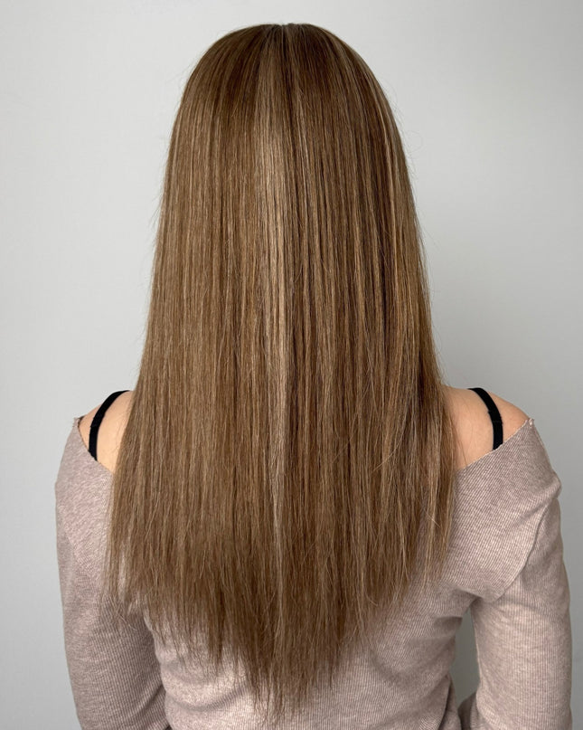 Camille | Lace Top Remy Human Hair Wig - Honey Wheat Blonde with Highlights - Raregen Hair