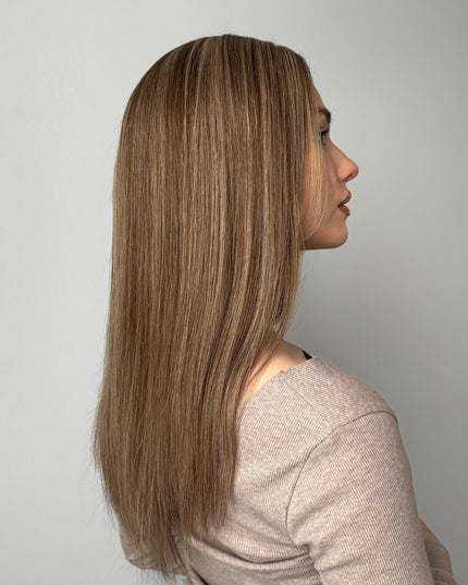 Camille | Lace Top Remy Human Hair Wig - Honey Wheat Blonde with Highlights - Raregen Hair