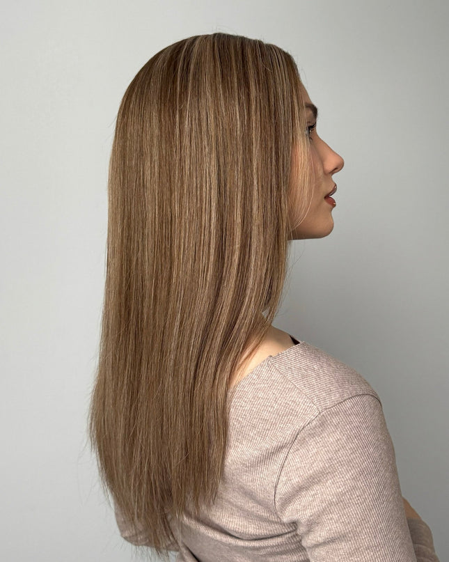Camille | Lace Top Remy Human Hair Wig - Honey Wheat Blonde with Highlights - Raregen Hair