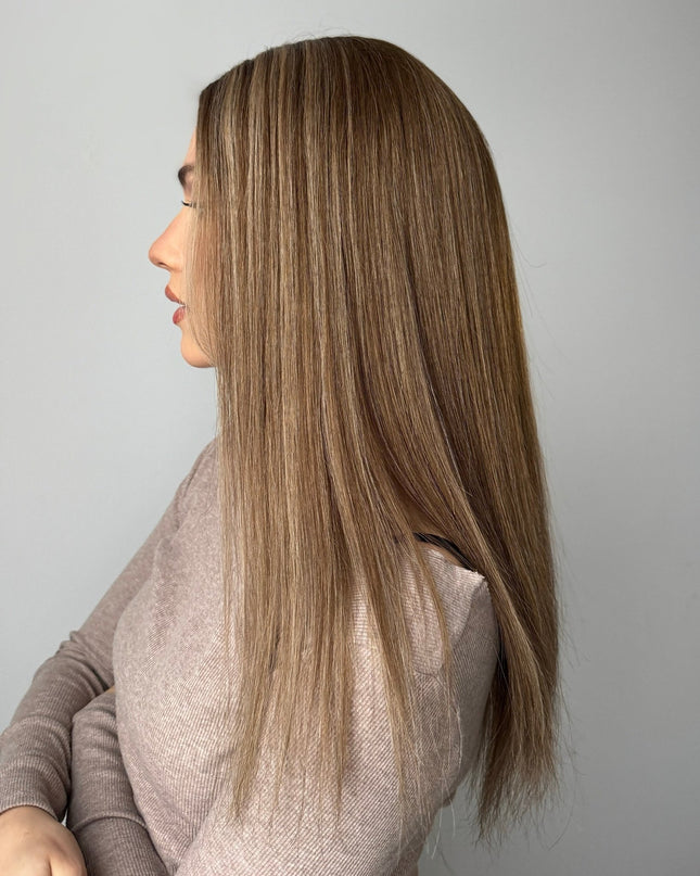 Camille | Lace Top Remy Human Hair Wig - Honey Wheat Blonde with Highlights - Raregen Hair