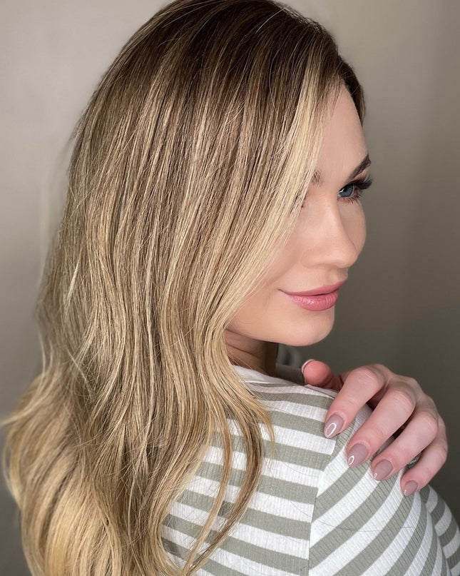 Celine| Lace Top Remy Human Hair Wig - Honey Blonde Balayage - Raregen Hair