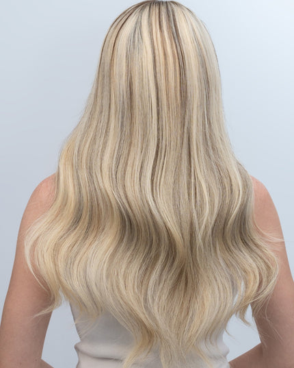 Chaya 22” | 100% Hand - tied Human Hair Wig - Mix of light blonde and subtle darker shades - Raregen Hair