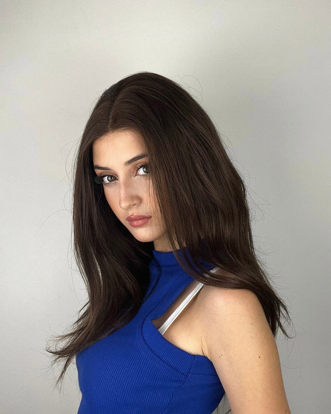 Clara | Lace Top Remy Human Hair Wig - Deep Chocolate Brown - Raregen Hair