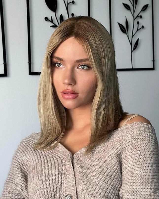 Fran | Lace Top Remy Human Hair Wig - Warm Blonde with Golden Blonde Overtones - Raregen Hair