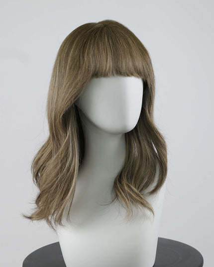 Calista 18” | Silk-Inserted Lace Top Wig-Light Brown with Subtle Olive Beige undertones