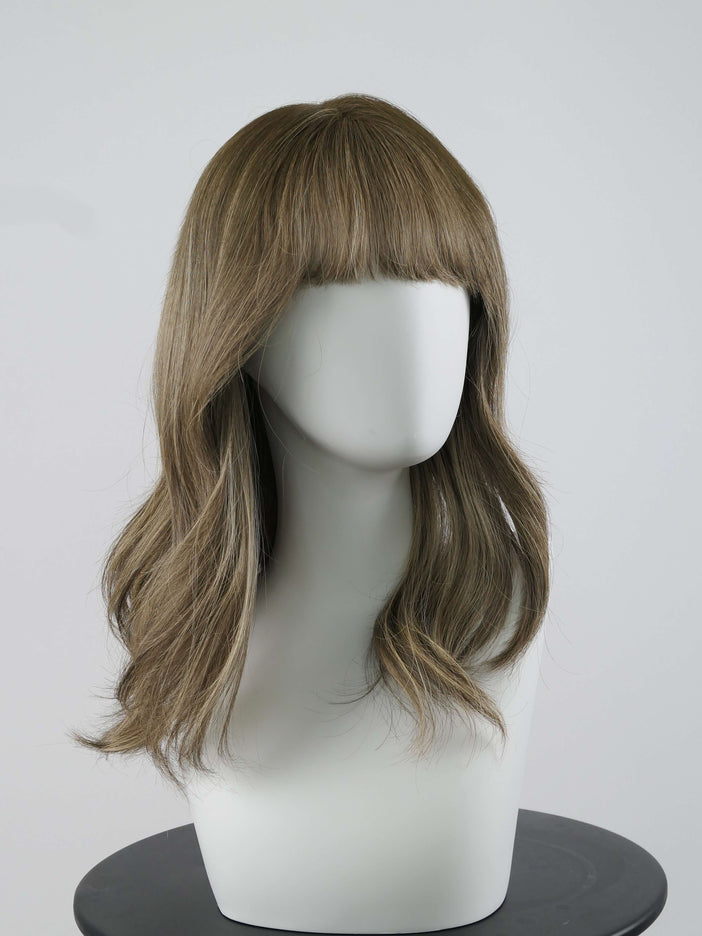 Calista 18” | Silk-Inserted Lace Top Wig-Light Brown with Subtle Olive Beige undertones