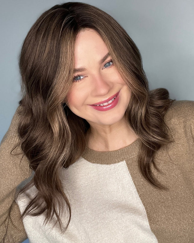 Gail | Lace Top Remy Human Hair Wig - Caramel Brunette Blend - Raregen Hair