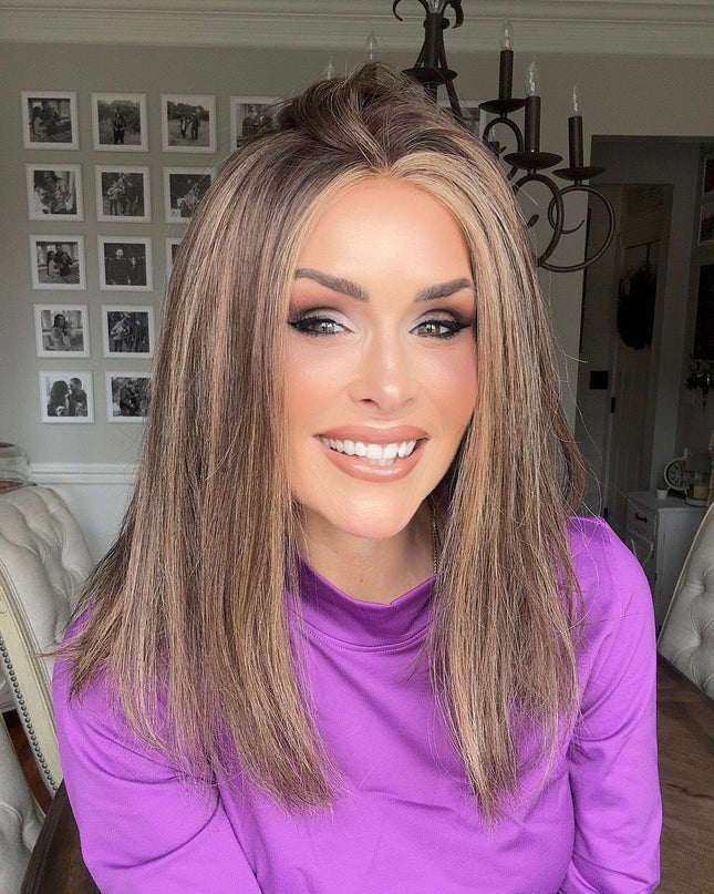 Gail | Lace Top Remy Human Hair Wig - Caramel Brunette Blend - Raregen Hair