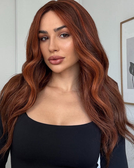 Gemma| Lace Top Remy Human Hair Wig - Sunset Auburn Highlight - Raregen Hair