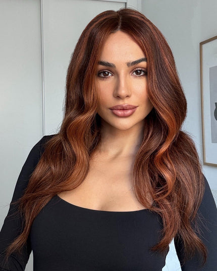 Gemma| Lace Top Remy Human Hair Wig - Sunset Auburn Highlight - Raregen Hair