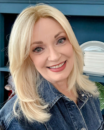 Sandy - 14" | Lace Front Remy Human Hair Wig - Platinum Ash Blonde with Dark Root - Raregen Hair