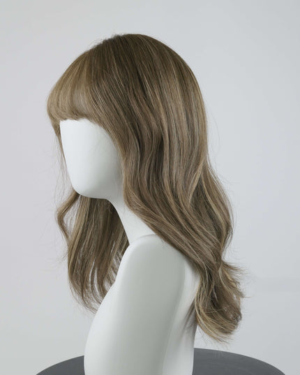 Calista 18” | Silk-Inserted Lace Top Wig-Light Brown with Subtle Olive Beige undertones