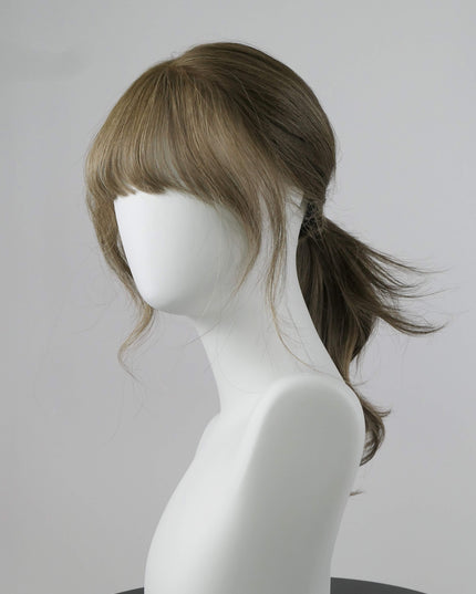 Calista 18” | Silk-Inserted Lace Top Wig-Light Brown with Subtle Olive Beige undertones