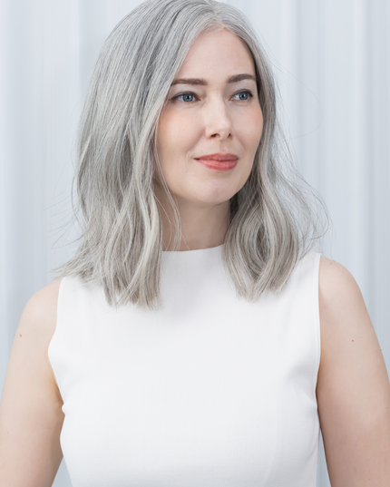Sophia 12” | Silk-Inserted Lace Top Wig-Light Silver Grey Blend