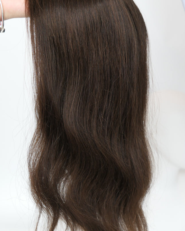 Anya| Human Hair Topper Silk Base in 6x6.5 Inch-Chocolate Brown