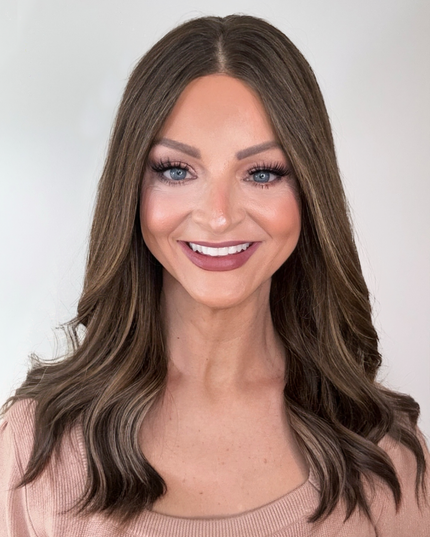 Amelia 18” | 100% Hand-tied Human Hair Wig-Light Brunette with Subtle Golden Highlights