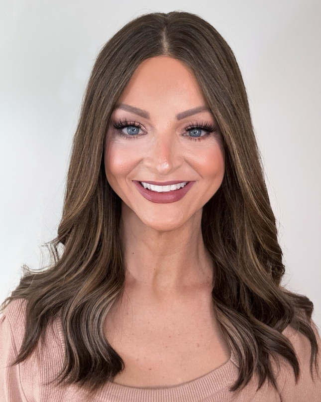 Amelia 18” | 100% Hand-tied Human Hair Wig-Light Brunette with Subtle Golden Highlights