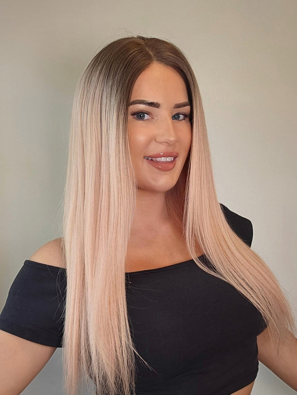 Hani-mittel | Lace Front REMY ECHTHAARPERÜCKE - Delighted Pink Ombre