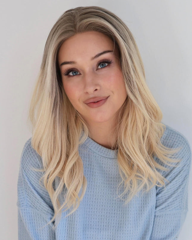 Raregen Genevieve 18” | Silk-Inserted Lace Top Wig- Creamy Blonde Ombre