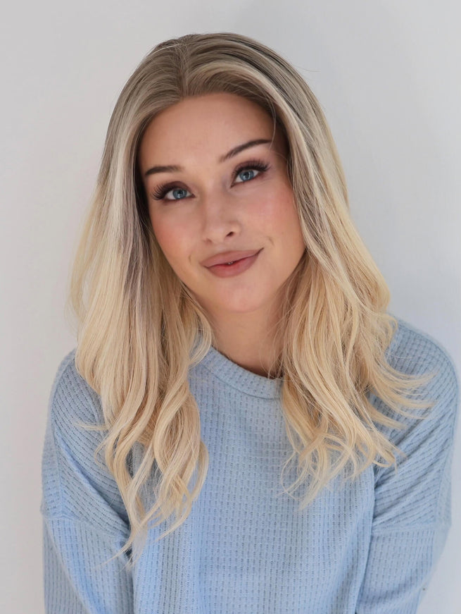 Raregen Genevieve 18” | Silk-Inserted Lace Top Wig- Creamy Blonde Ombre