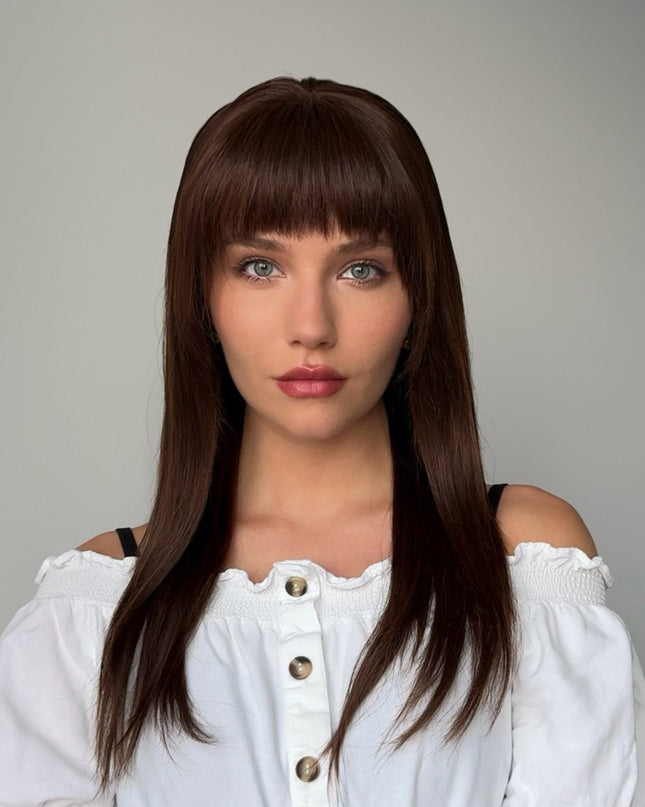 Carol | Lace Front Remy Human Hair Wig- Bang Hairstyle