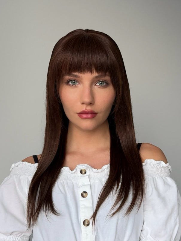 Carol | Lace Front Remy Human Hair Wig- Bang Hairstyle