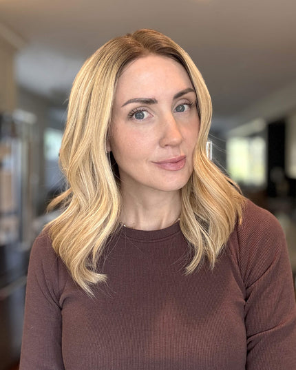 Raregen Barbara 14” | 100% Hand-tied Human Hair Wig-Beige Blonde with Subtle Dimension