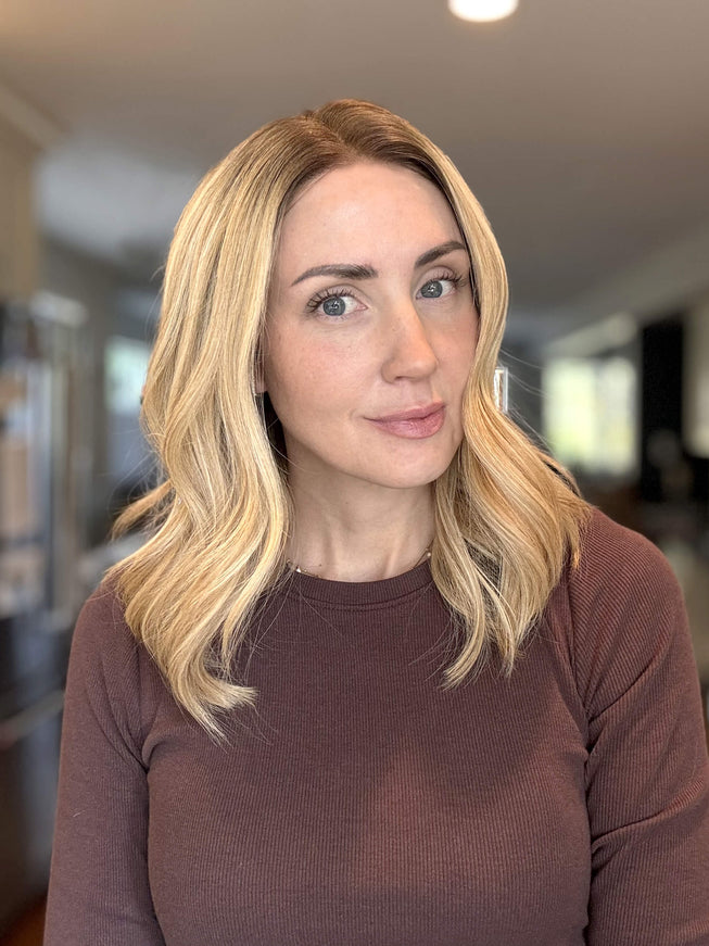 Raregen Barbara 14” | 100% Hand-tied Human Hair Wig-Beige Blonde with Subtle Dimension